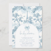 Invitation Toile de Jouy Baby shower à thème français (Devant)