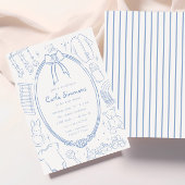 Invitation Toile De Jouy Baby shower Bleu Bleu Whimsical