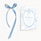 Invitation Toile De Jouy Baby shower Bleu Bleu Whimsical