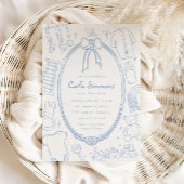 Invitation Toile De Jouy Baby shower Bleu Bleu Whimsical