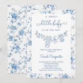 Invitation Toile De Jouy Baby shower Boy (Devant / Derrière)