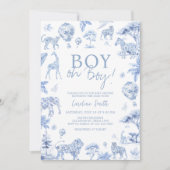 Invitation Toile De Jouy Baby shower Safari Animaux (Devant)