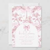 Invitation Toile de Jouy Bridal shower French Pink Bow Paris (Devant)