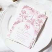 Invitation Toile de Jouy Bridal shower French Pink Bow Paris