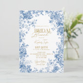 Invitation Toile De Jouy Chinoiserie Fête des mariées florale (Debout devant)