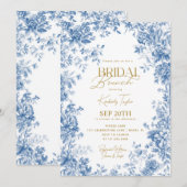 Invitation Toile De Jouy Chinoiserie Fête des mariées florale (Devant / Derrière)