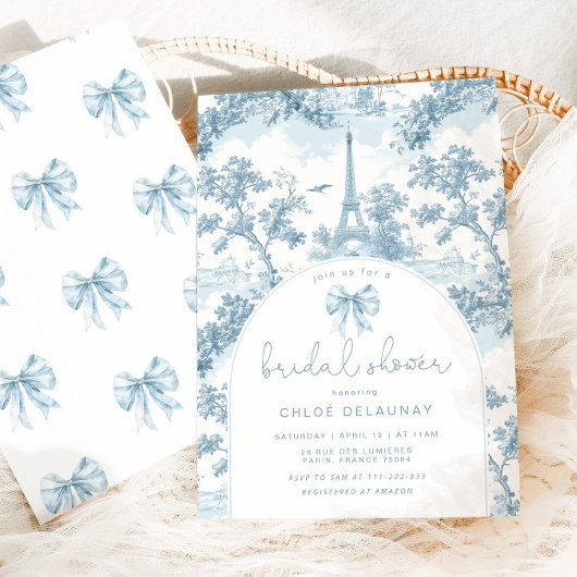 Invitation Toile de Jouy Douche nuptiale French Bow Paris