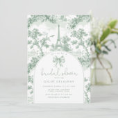 Invitation Toile de Jouy Douche nuptiale Sage French Bow Pari (Debout devant)
