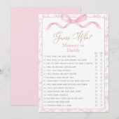 Invitation Toile De Jouy Mommy ou Daddy jeu de Baby shower (Devant / Derrière)