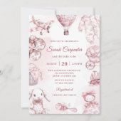 Invitation Toile De Jouy Pink Girl Baby Shower Party (Devant)