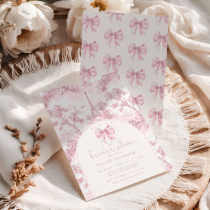 Invitation Toile de Jouy Réception de mariage Ruban Rose Pari