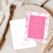 Invitation Toile de Jouy Rose Fleurie Blanche
