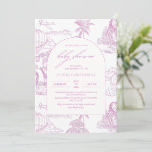 Invitation Toile De Jouy Rose Safari Baby Shower