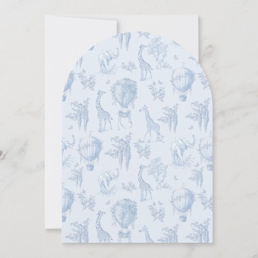 Invitation Toile de Jouy Safari Arch Bow Baby Boy Shoy (Dos)