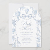 Invitation Toile de Jouy Safari Arch Bow Baby Boy Shoy (Devant)