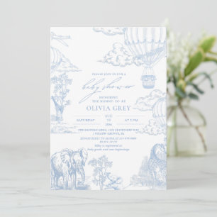 Invitation Toile De Jouy Safari Baby Boy Shower