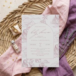Invitation Toile De Jouy Safari Baby Girl Shower