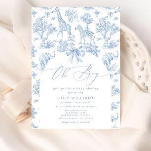 Invitation Toile de Jouy Safari Oh Boy Baby shower