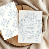 Invitation Toile de Jouy Teddy ours Chinoiserie baby shower