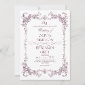 Invitation Toile De Joy Mariage au Plum (Devant)