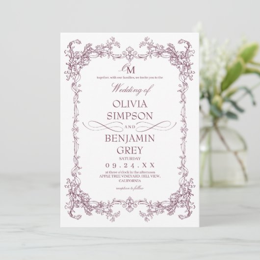 Invitation Toile De Joy Mariage au Plum (Debout devant)