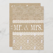 Invitation Toile de jute de pays, dentelle et pot de maçon (Devant / Derrière)