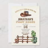 Invitation Toile de jute doré Faux Cowboy Premier Rodéo (Devant)