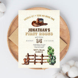 Invitation Toile de jute doré Faux Cowboy Premier Rodéo