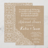 Invitation Toile de jute et dentelle d'invitation de dîner de (Devant / Derrière)