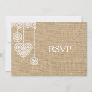 Invitation Toile de jute et dentelle RSVP