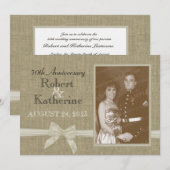 Invitation Toile de jute et ruban 50e anniversaire avec photo (Devant / Derrière)