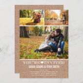 Invitation Toile de jute mignonne de coeur épousant (Devant / Derrière)