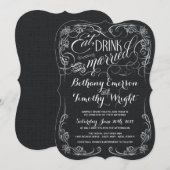 Invitation Toile de jute noire rustique découpée avec des (Devant / Derrière)