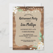 Invitation Toile de jute rustique en bois de fleurs blanches (Devant)