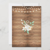 Invitation Toile de jute rustique en bois de fleurs blanches (Dos)