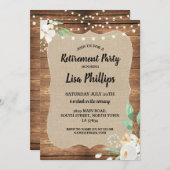 Invitation Toile de jute rustique en bois de fleurs blanches (Devant / Derrière)