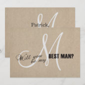 Invitation Toile de lin rustique Faire mon meilleur homme d'h (Devant / Derrière)