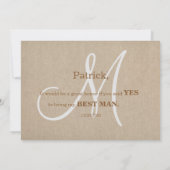 Invitation Toile de lin rustique Faire mon meilleur homme inv (Dos)