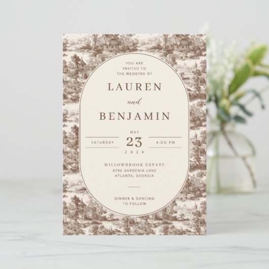 Invitation Toile de Romance Wedding (Debout devant)