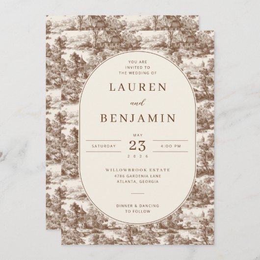 Invitation Toile de Romance Wedding (Devant / Derrière)