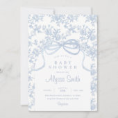 Invitation Toile et Baby shower de caisson bleu clair (Devant)