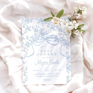 Invitation Toile et Baby shower de caisson bleu clair