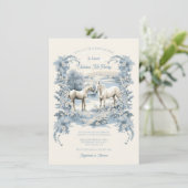 Invitation Toile Floral Baby shower des Chevaux blancs (Debout devant)