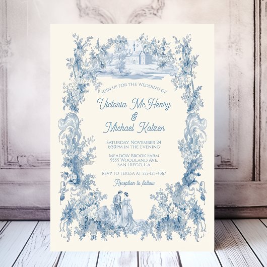 Invitation Toile Floral château Mariage