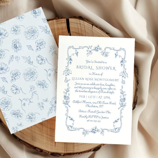 Invitation Toile Floral Chinoiserie Fête des mariées