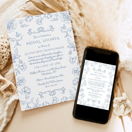 Invitation Toile Floral Jardin Whimsal Douche nuptiale