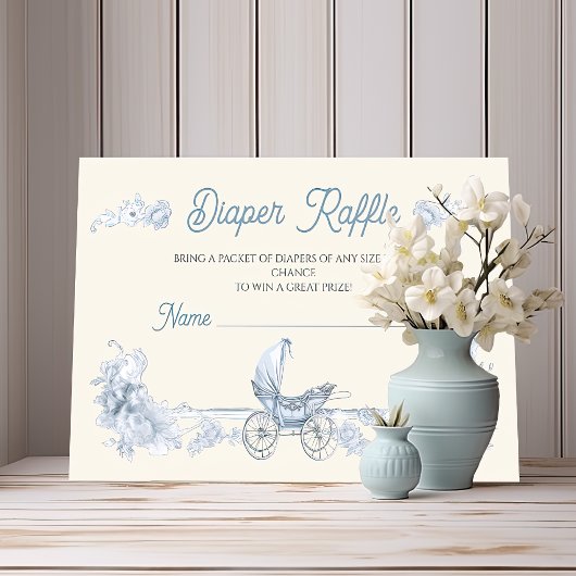 Invitation Toile Floral Teddy Bear Diaper Raffin