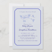 Invitation Toile Florale Baby shower d'oie soie (Devant)