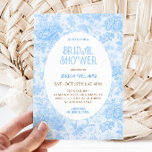 Invitation Toile Florale Bleue Fête des mariées française