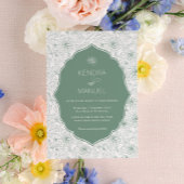 Invitation Toile Florale Fancy Sage Vert Mariage